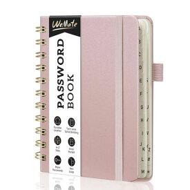 WEMATEパスワード管理ノートリングパスワードブックA6アルファベットタブ付き小型高齢者向けハードカバー(ローズゴールド)