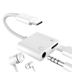 USB-C to 3.5mm�C���z���A�_�v�^�[(2in1)DAC Type-C AUX�W���b�N�X�v���b�^�[ �[�d&�I�[�f�B�I�h���O���P�[�u�� �Ή�Samsung Galaxy S20/S21/S22/S23�APixel�A�A�Ή�iPhone15 Pro