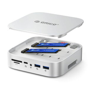 ORICO 10in1 Mac Mini M6/M5Pro/M4 ��p �h�b�L���O�X�e�[�V���� �f���A��M.2 RAID�@�\���� NVMe/SATA���Ή� �O�t��SSD�P�[�X 4K@60Hz HDMI 10Gbps�����]�� RJ45�L��LAN