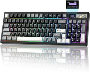 YUNZII IF99 96%���C�A�E�g ���C�����X �Q�[�~���O�L�[�{�[�h ���J�j�J�� bluetooth/2.4G/�L�� LCD�X�N���[�� QMK/VIA�v���O���}�u�� �K�X�P�b�g���� �z�b�g�X���b�v RGB Mac/Win�Ή� �Z�K�F�؎擾