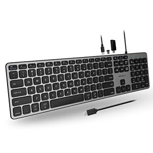 MACALLY �v���~�A���L��USB C�L�[�{�[�h USB�|�[�g�t�� - �ő�3��̃f�o�C�X�ɐڑ� - (USB-A 2 | USB-C�|�[�g1��) - Mac Mini/Pro iMac MacBook iPad PC�p- �t���T�C�Y