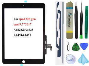 iPad5��5����2017(A1822A1823)�����p�X�N���[���f�W�^�C�U�[����(LCD�͊܂܂�܂���)�z�[���{�^���Ȃ�+�v���C���X�g�[���ڒ���+�c�[���Z�b�g(�u���b�N)