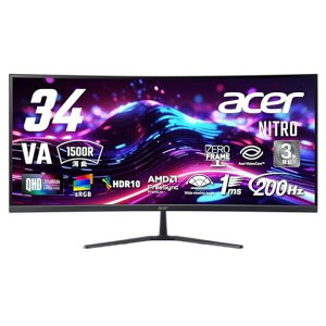 AcerNitro�p��34�C���`�E���g�����C�hUWQHD�L����pVA�����200Hz1ms(VRB)10��7000���FAMDFreeSyncPremiumsRGB99%HDR10�u���[���C�g�ጸHDMI2.1