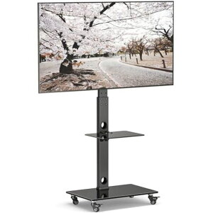 BONTEC�e���r�X�^���h�L���X�^�[�t���n�C�^�C�v�Ǌ�TV��30�`70�C���`�t���e���r�Ή��ω׏d40kg����6�i�������E37�x��]VESA600x400mm2�i�����K���X�I�t���X�`�[�����ϐk�ȃX�y�[�X�݌v