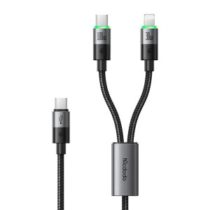 Mcdodo 2in1 �}���[�d�P�[�u�� USB-C to USB-C & light-ning�P�[�u�� 100W PD�}���[�d(CtoC) PD 30W�o��(CtoL)Type-C�R�[�h LED���C�g�t�� �A���~�����V�F�� �i�C�����҂� Macbook