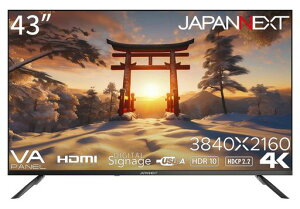 JAPANNEXT 43�C���` ��^ ���j�^�[ 4K UHD 3840x2160�𑜓x VA �f�B�X�v���C �f�W�^�� �T�C�l�[�W (HDMI/�X�s�[�J�[����/VESA�Ή�) JN-V43UHDR-U
