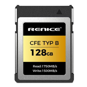 RENICECFexpressTypeB128GBpSLC�������[�J�[�h�ő�ǂݏo��1750MB/s�ő发������1500MB/sPCIeGen3.0x2NVMe1.3�������d��4K/6K�^��Ή�forEOSR3R5