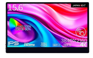 JAPANNEXT 15.6�C���` ���o�C�����j�^�[ IPS �p�l�� 4K UHD 3840x2160�𑜓x �X�}�[�g�P�[�X�t�� (Type C/MAC PC�Ή�/�X�s�[�J�[���� / sRGB100% / ����) JN-MD-IPS1563UHDR-T