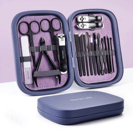 プロのネイルセット-18個セット爪切りセット、足治療セットと美容セット、ステンレス爪ケアツール、携帯用スーツケース付き、男性/女性のプレゼント