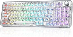 YUNZII X98 QMK/VIA�Ή� ���C�����X ���J�j�J���Q�[�~���O�L�[�{�[�h �����L�[�L���b�v 3���[�h�ڑ� BT5.0/2.4GHz/USB-C �z�b�g�X���b�v�\ �����ς݃X�C�b�` �K�X�P�b�g�\�� RGB�o�b�N���C�g �m�u�c