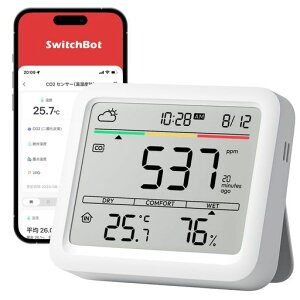 �y�~�̊��C�E�����΍�zSwitchBot CO2�Z���T�[ ��_���Y�f�Z�x�v �����x�v �A���[�� - �X�C�b�`�{�b�g �f�W�^�� ���� �����x CO2����� ���K�w�� �V�C�\�� ���v ��� �J�����_�[ �X�}�z�A�� �c
