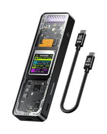 DOCKCASEM.2NVMeSSDケースUSB3.2Gen2Type-C(10Gbps)IPS液晶ディスプレイと10秒電源保護(PLP)2230/2242/2260/2280サイズのNVMe