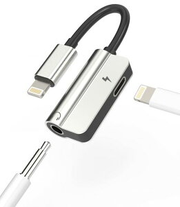 Lightning to 3.5mm �Ή�iPhone�A�_�v�^�[ �w�b�h�z���W���b�N&AUX�[�d ����I�[�f�B�I�ϊ� 2in1�P�[�u�� 7 8 X Xr 13 12 11 Pro MFI�F�� �Ή�iPad�C���z���Ή�
