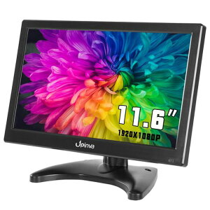 Upinva 12�C���` IPS���j�^�[ 1920x1080 FHD (16:9) 60Hz - BNC/VGA/AV���� �����X�s�[�J�[�t�� CCTV�h�ƃJ���� DVR PC �Q�[���@�p �R���p�N�g�݌v