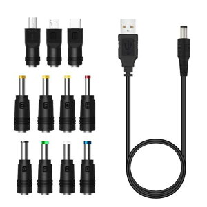 USB DC�d�������P�[�u�� DC �W���b�N �ϊ� �A�_�v�^11 in 1 ���j�o�[�T�� 5.5x2.1mm ����1m (3.5 * 1.35mm �A4.0 * 1.7mm �A4.8 * 1.7mm �A5.5 * 1.7mm �A5.5 *2.1mm�A