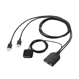 �G���R��(ELECOM) KVM�X�C�b�` �L�[�{�[�h�E�}�E�X�p �茳�X�C�b�`�t �u���b�N KM-A22BBK