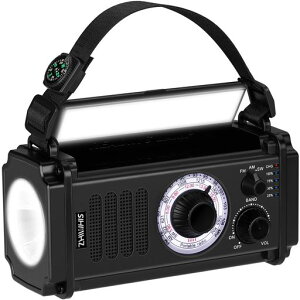 ZHIWHIS �h�Ѓ��W�I FM/AM/SW/���C�hFM�Ή� �����d�� ��񂵏[�d/�\�[���[�[�d/USB-C�[�d��/���d�r�Ŏg�p�\ 10000mAh/��^�܂�/SOS�A���[���t�� �g�я��^ �k�� �䕗 ��d�ً}�΍� �h�ЃO�b�Y