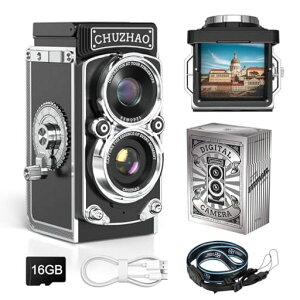 CHUZHAO���g���J�����f�W�J�����g��1080P�ʐ^�E����@�\12MP�I�[�g�t�H�[�J�X1.54�C���`��ʃR���p�N�g���B���e�[�W�~�j�f�W�^���J�����|�[�^�u��TLR�X�^�C����l����