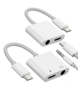 USB-C to 3.5mm�C���z���I�[�f�B�I�A�_�v�^�[(2�Z�b�g)2in1 DAC Type-C�W���b�N AUX�X�v���b�^�[ �[�d�h���O���P�[�u�� �Ή�Samsung Galaxy�A�APixel�A�Ή�iPhone15 Pro Max