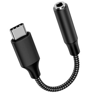 USB Type-C 3.5mm �C���z�� �ϊ��A�_�v�^ �d�b/���y/�����R�� �C���z���P�[�u�� DAC�`�b�v���� Hi-Fi���� iPad/Android/iphone15/Type-c�@��ȂǂɑΉ�,�u���b�N