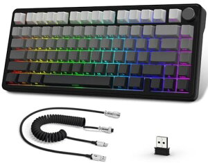ATTACK SHARK X85���J�j�J���L�[�{�[�h�A�m�u�t��75%���C�����X�Q�[���L�[�{�[�h�APBT���v�����g�L�[�L���b�v�ABT 5.1/2.4 Ghz/USB-C�L���A�z�b�g�X���b�v�A���j�A�X�C�b�`�ARGB�ANKRO�APC�AMAC( �u���c