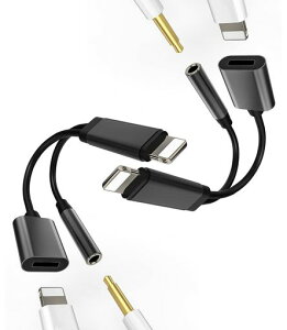 �w�b�h�t�H���A�_�v�^�[ Lightning to 3.5mm AUX�h���O�� �C���z���R�[�h�ϊ��� 2in1(2�Z�b�g)�I�[�f�B�I�W���b�N�X�v���b�^�[�P�[�u�� MFI�F�� �Ή�iPhone 7/8/X/XR/XS/13/12/11 Pro Max