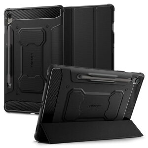 SpigenGalaxyTabS10FE+�P�[�X(2025�N���f��)�ی�J�o�[�Ռ��z���ϏՌ��X�^���h�����h�~���M�b�h�E�A�[�}�[�E�v��ACS09381(�u���b�N)