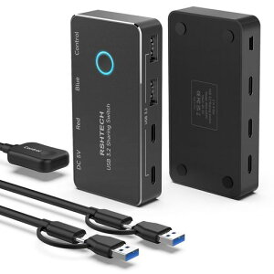 USB3.2�ؑ֊�2����4�o��10Gbps�����f�[�^�]��2PC��USB-C&A�f�o�C�X���L�}�E�X�L�[�{�[�h�n�[�h�f�B�X�NHDD�Ȃǐ؂�ւ�USB�Z���N�^�[�؂�ւ��@�����R��&�ؑփ{�^��USB-A/C���Ή��P�[�u��2�{�t��