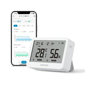 INKBIRD Bluetooth �����x�v 6-in-1 ���v ���@�\ ���� ���x�v ���x�v �A�v���ŉ��x���x�Ǘ� ���K���x�� �O���t�L�^ 2 �N�Ԃ̃f�[�^���� �A���[���ʒm �����΍� �����΍� �I�t�B�X ���� ITH-21-B