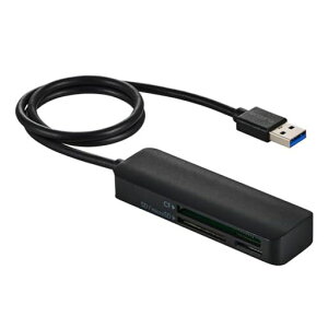 �G���R�� �J�[�h���[�_�[ USB-A 3-in-1 USB 5Gbps UHS-I �P�[�u����50cm �ySDXC/SDHC/SD/microSDXC/microSDHC/microSD�Ή�/�R���p�N�g�t���b�V���Ή��z �u���b�N MR3-C30EBK