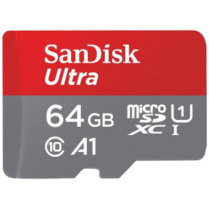 SanDisk 64GB Ultra microSDXC UHS-I �������[�J�[�h �A�_�v�^�[�t�� - �ő�140MB/�b�AC10�AU1�A�t��HD�AA1�AMicroSD�J�[�h-SDSQUAB-064G-GN6MA