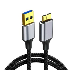 USB3.0�P�[�u��MicroB�n�[�h�f�B�X�N�P�[�u��USB�^�C�vA�I�X-�}�C�N��B�I�X5Gbps�f�[�^�����]���P�[�u�����ϋv���i�C�����҂݊O�t��HDD/SSDBlu-rayBD�h���C�u�f�W�^���J�����p(1m)