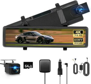 ZOOBLY�h���C�u���R�[�_�[�~���[�^64GB�J�[�h�t���y4K�掿�E12�C���`IPS�����ʁE�~���P�[�u���z�h�����R�O��2�J����HDR/WDR�X�[�p�[�Î��O��170�x���L�p�L�k���J����IMX589�Z���T�[�^�b�`�p�c