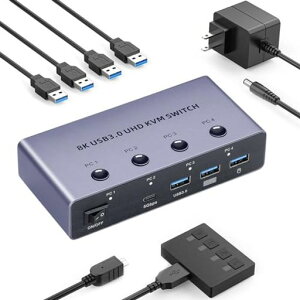 BLUPOW8K@60HzKVM�X�C�b�`4����1�o��USB�L�[�{�[�h�E�}�E�X�E���j�^�[�����LHDMI�p�\�R���ؑ֊�(PC4��p)4K@120hzHDCP2.3�Ή��茳�X�C�b�`/USB�P�[�u���t��VA580N