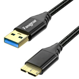 Fasgear USB 3.0 - Micro B�P�[�u�� - 6�t�B�[�g/1.83m�i�C�����ґg 5Gbps�[�d/�����AGalaxy Note 3�A�n�[�h�h���C�u�A���o�C���n�[�h�f�B�X�N�p (1.8m�A�u���b�N)