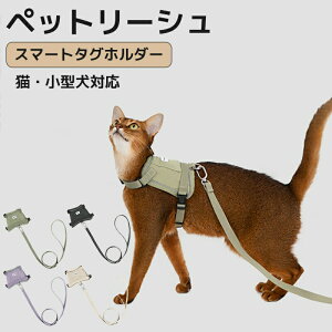 ハーネス 猫 リード エアタグホルダー tag 犬 小型犬 安全帯 中型犬 かわいい 抜けない 迷子防止 リード付き 調整可能 犬猫用ハーネス リードセット ペット胴輪 ペットリード グラデーション