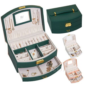 ジュエリーボックス ジュエリー収納 アクセサリーケース アクセサリーボックス 女性 女の子 2層 鏡付き 大容量 小物入れ ピアス ネックレス 指輪 イヤリング収納 母の日 クリスマス 結婚式