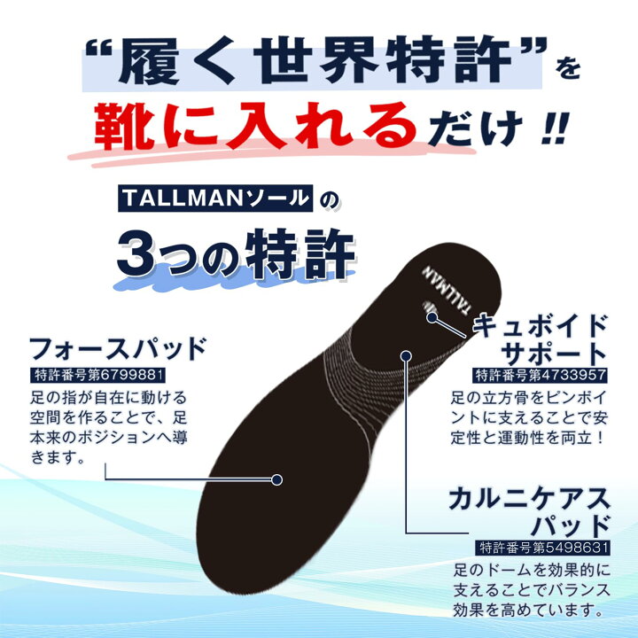 楽天市場】TALLMAN トールマン インソール 中敷き 靴 くつ 伸超ソール 