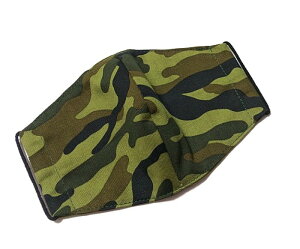 布マスク【迷彩柄 ライトグリーン】プリント リバーシブル 日本製 かっこいい おしゃれ 洗える コットン生地 綿 布製 ハンドメイド 大人用 メンズ レディース マスクカバー 二重マスク 重ね