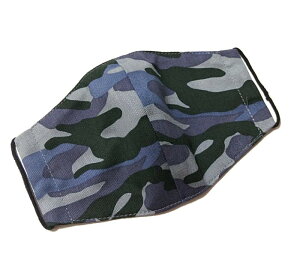 布マスク【迷彩柄 グレー】プリント リバーシブル 日本製 かっこいい おしゃれ 洗える コットン生地 綿 布製 ハンドメイド 大人用 メンズ レディース マスクカバー 二重マスク 重ね付け 春