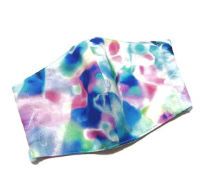 布マスク【タイダイ柄 ブルー】プリント リバーシブル 日本製 かっこいい おしゃれ 洗える コットン生地 綿 布製 ハンドメイド 大人用 メンズ レディース マスクカバー 二重マスク 重ね付け