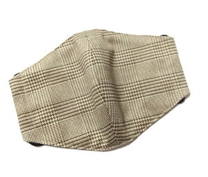 布マスク【グレンチェック柄 ブラウン】プリント リバーシブル 日本製 かっこいい おしゃれ 洗える コットン生地 綿 布製 ハンドメイド 大人用 メンズ レディース マスクカバー 二重マスク