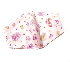 布マスク【ペイズリー柄 ピンク】プリント リバーシブル 日本製 かっこいい おしゃれ 洗える コットン生地 綿 布製 ハンドメイド 大人用 メンズ レディース マスクカバー 二重マスク 重ね付