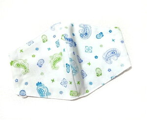 布マスク【ペイズリー柄 ライトブルー】プリント リバーシブル 日本製 かっこいい おしゃれ 洗える コットン生地 綿 布製 ハンドメイド 大人用 メンズ レディース マスクカバー 二重マスク