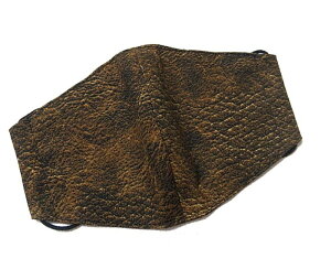 布マスク【レザー風 無地柄 ブラウン 茶】プリント リバーシブル 日本製 かっこいい おしゃれ 洗える コットン生地 綿 布製 ハンドメイド 大人用 メンズ レディース マスクカバー 二重マス