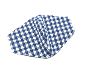 布マスク【ギンガムチェック柄 ブルー】プリント リバーシブル 日本製 可愛い おしゃれ 洗える コットン生地 綿 布製 ハンドメイド 大人用 メンズ レディース マスクカバー 二重マスク 重ね