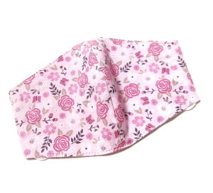 布マスク【薔薇&蝶柄 ピンク】プリント リバーシブル 日本製 可愛い おしゃれ 洗える コットン生地 綿 布製 ハンドメイド 大人用 メンズ レディース マスクカバー 二重マスク 重ね付け 春