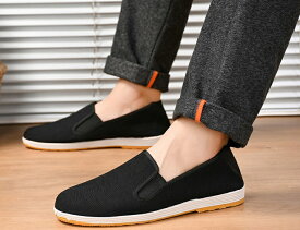 メンズ スリッポン フラット シューズ ドライビングシューズ 軽量 薄め カジュアル スポーツ スニーカー 体育館 運動靴 黒 靴 黒 無地 お買い物マラソン 送料無料