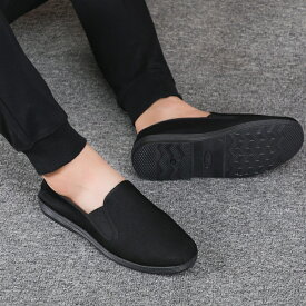メンズ スリッポン フラット シューズ ドライビングシューズ 快適 軽量 薄め カジュアル スポーツ スニーカー 体育館 運動靴 黒 靴 黒 無地 お買い物マラソン 送料無料 (sp18)