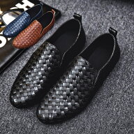 ローファー ローカット モダン スリッポン シューズ メンズ フラット ドライビングシューズ 編み込み風 …